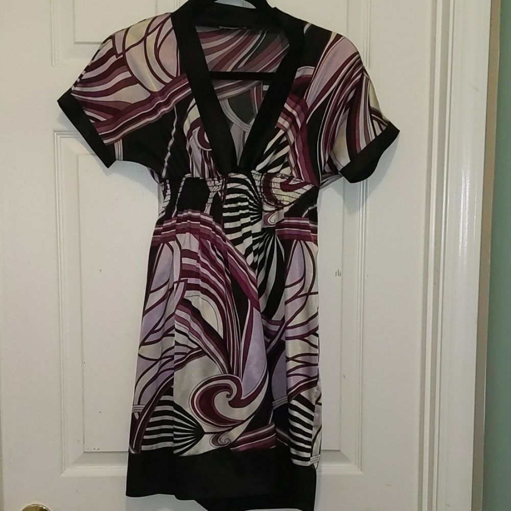 Body Central purple black print dress Sz S
